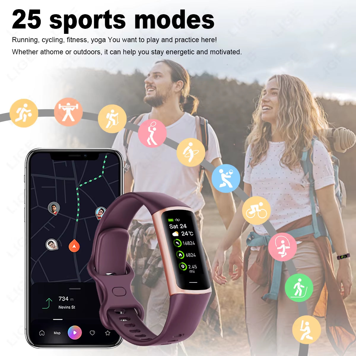 Sport Smart Bracelet Fitness Tracker for Man Women Band Waterproof Connected Phone Tracker Men Smart Watch for Android Ios