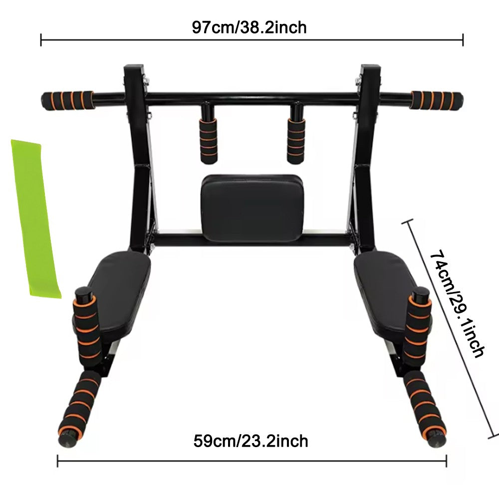 Heavy-Duty Wall Mounted Pull Up Bar & Dip Station – Multi-Gym Home Workout Tower