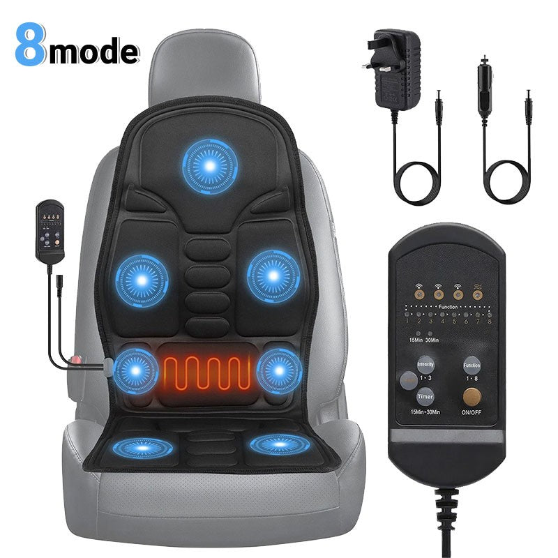 Full Back Massage Cushion with Heat – Car & Home Seat Massager Pad