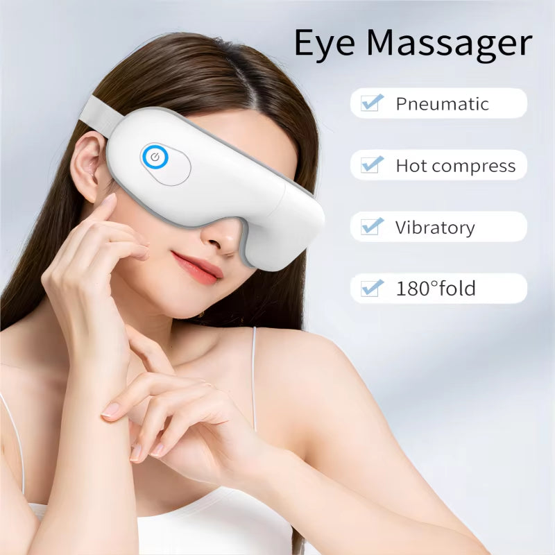 Folding Eye Massager Eye Mask with Heat and Bluetooth Music Airbag Eye Care Device Gift for Eye Strain Dry Eye Improve Sleep