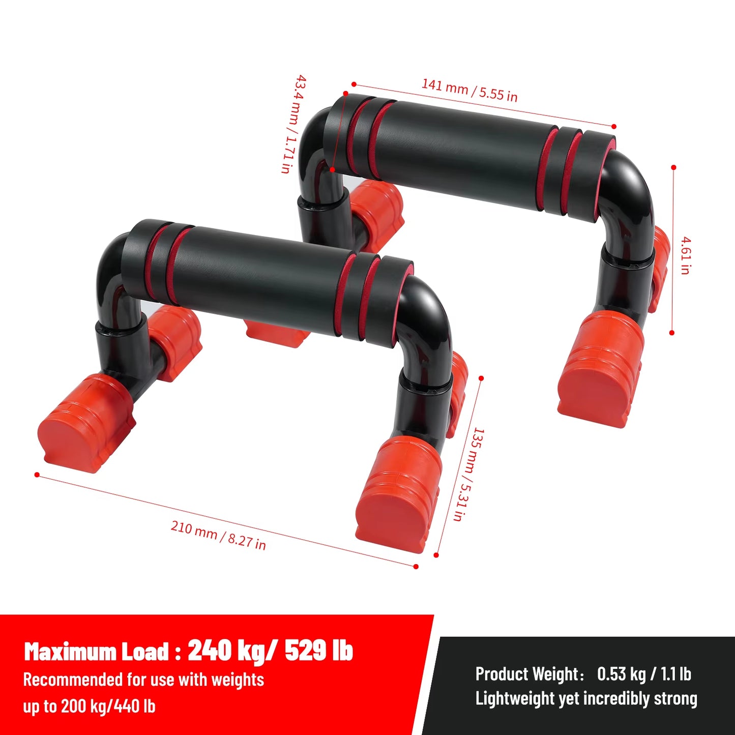 AVIVOR Push up Bars - Robust Handle Generous Foam Anti-Slip Footpads Workout Stands for Strength Training, Push up Stands