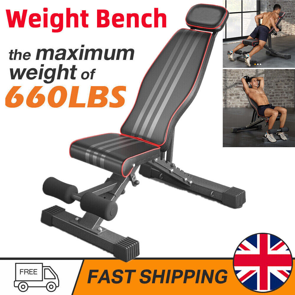 300KG Foldable Adjustable Dumbbell Bench – Heavy-Duty Home Gym Weight Bench (UK)