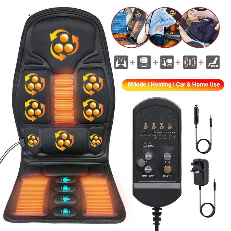 Full Back Massage Cushion with Heat – Car & Home Seat Massager Pad