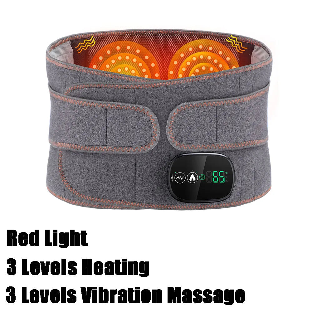 Infrared Heating Waist Massager Electric Belt Vibration USB Charge Red Light Hot Compress Lumbar Back Support Brace Relaxation