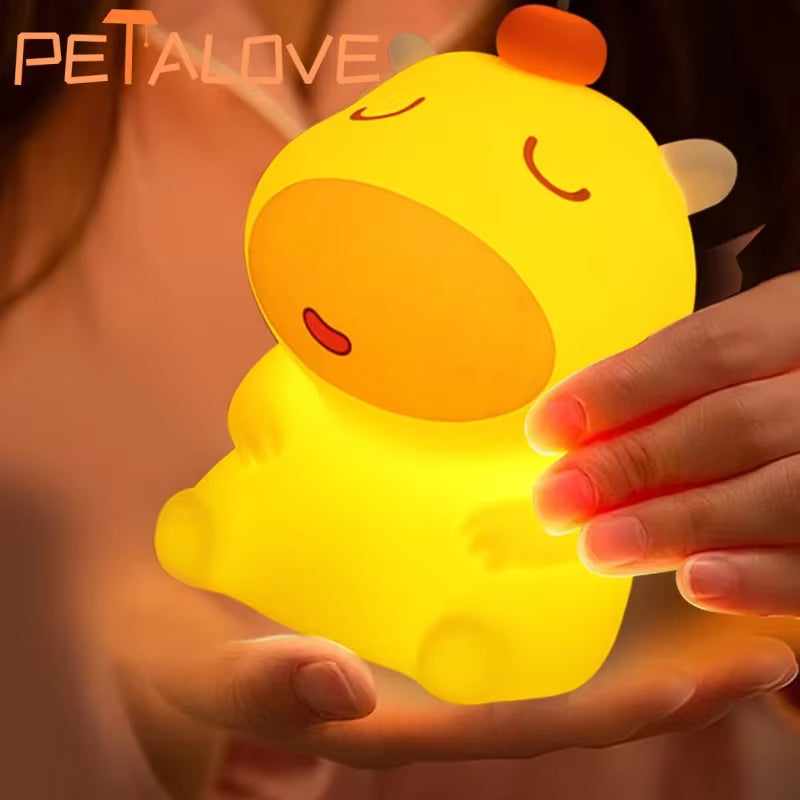 Cute Silicone Capybara Night Light Children'S Nightlight Gift USB Rechargeable Animal Touch Bedside Sleep Lamp Decoration