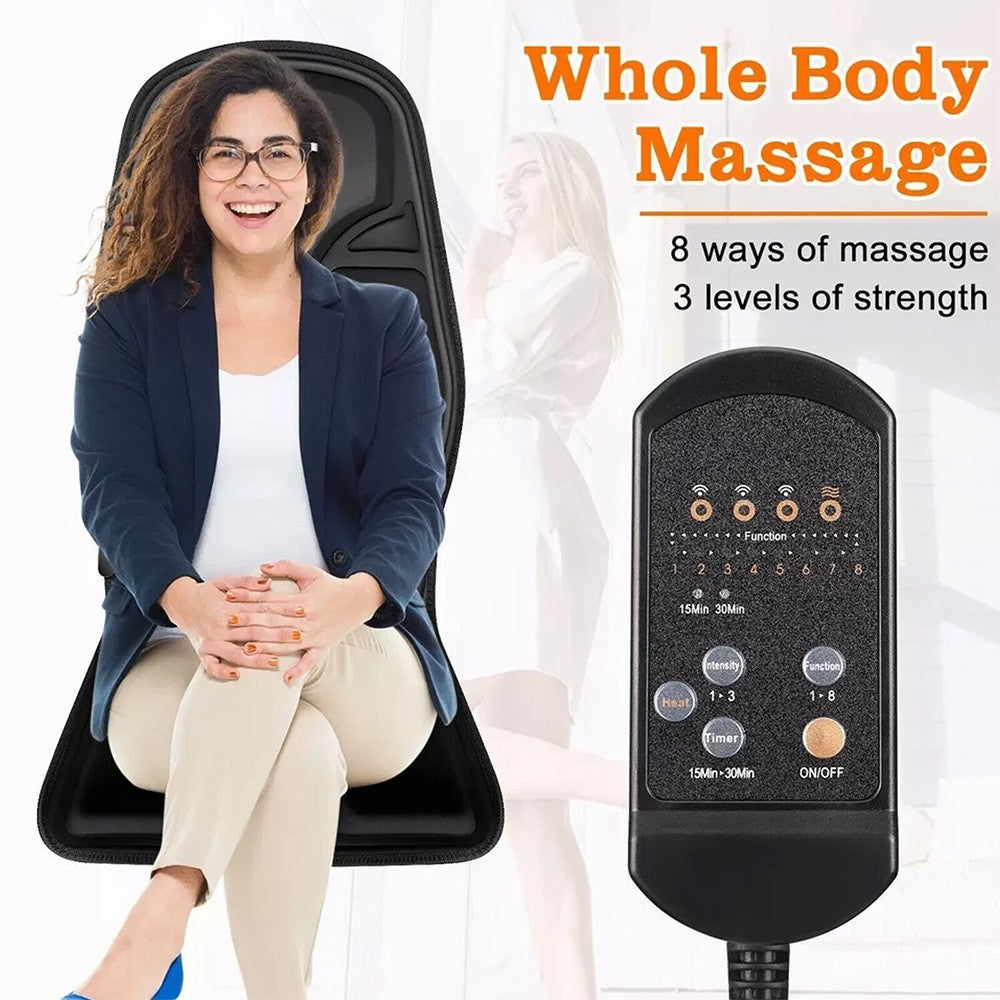 Full Back Massage Cushion with Heat – Car & Home Seat Massager Pad