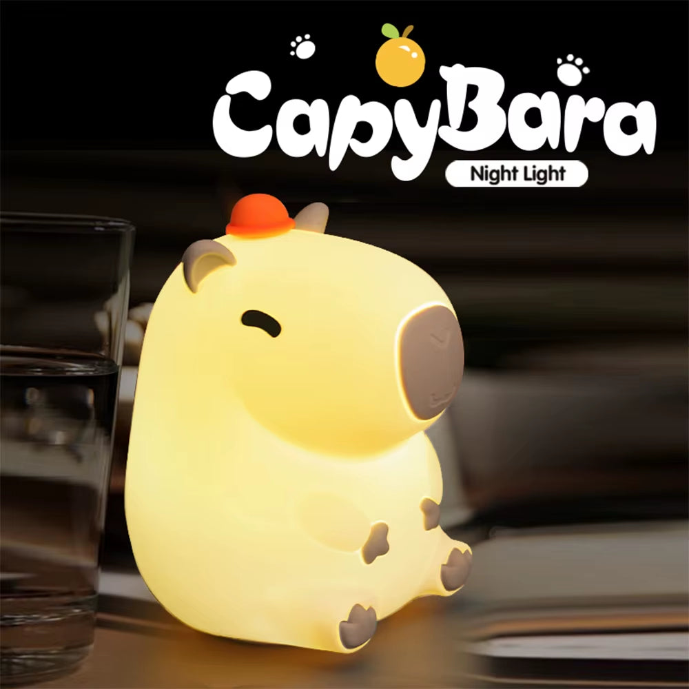 Cute Silicone Capybara Night Light Children'S Nightlight Gift USB Rechargeable Animal Touch Bedside Sleep Lamp Decoration