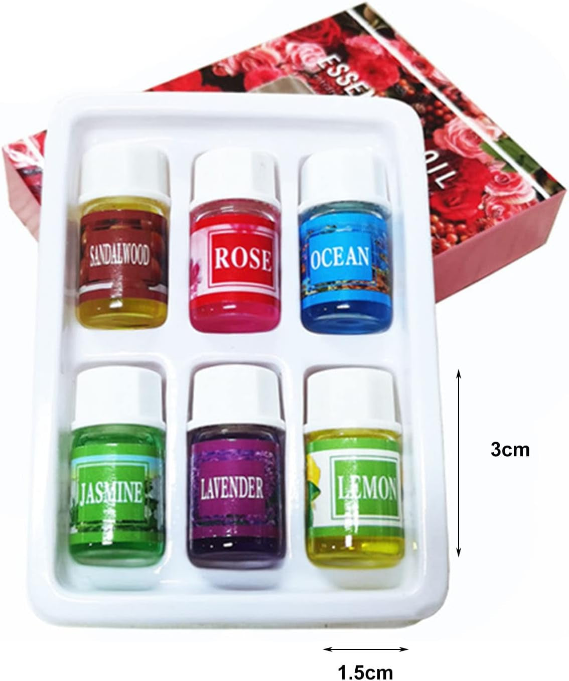 Essential Oils Set of 6/12 X 3Ml for Aromatherapy Bath Spa Diffuser Fragrance Relaxing Scent, Pure, Natural, Vegan Oils Including Rose, Lemon, Jasmine, Lavender, Sweet Orange, Tea Tree 6Pcs