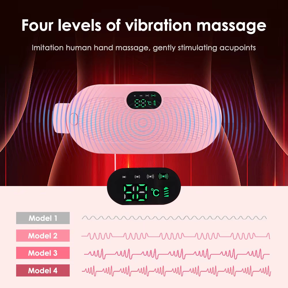 Electric Massager for Menstrual Cramps Abdomen Waist Heating Pad Women Period Relief Device Uterus Warmer Belt USB Rechargeable