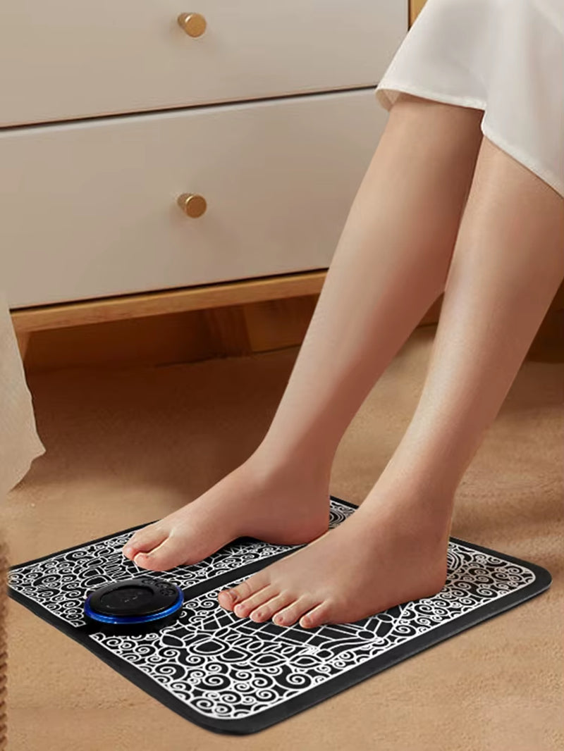 EMS Foot Booster Foot Circulation Massager 8 Modes USB Rechargeable Leg Muscle Stimulator Remote Control for Relax Feet and Legs