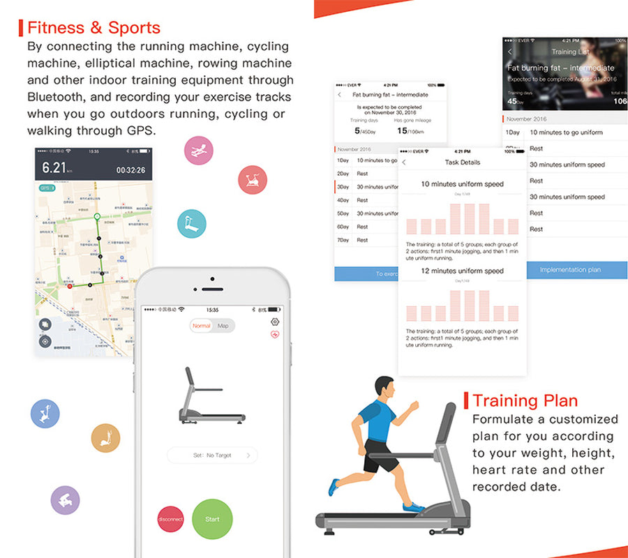 TREADMILL Running Machine Folding Electric BLUETOOTH ADJUSTABLE INCLINE NERO PRO