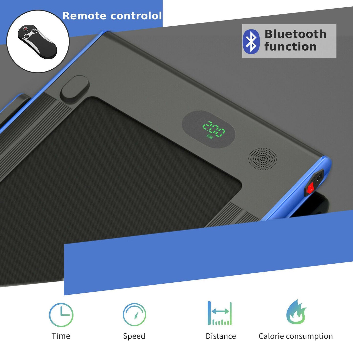 Foldable Electric Treadmill with LED Display & Bluetooth Speaker – Home Cardio Machine