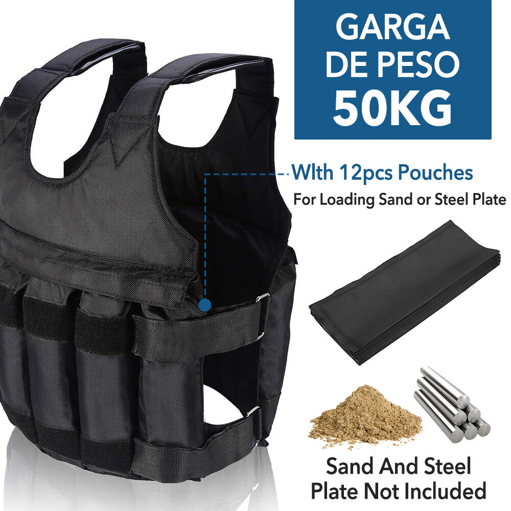 Weighted Training Vest 20KG/50KG – Adjustable Fitness Vest for Running, Gym & Strength Training