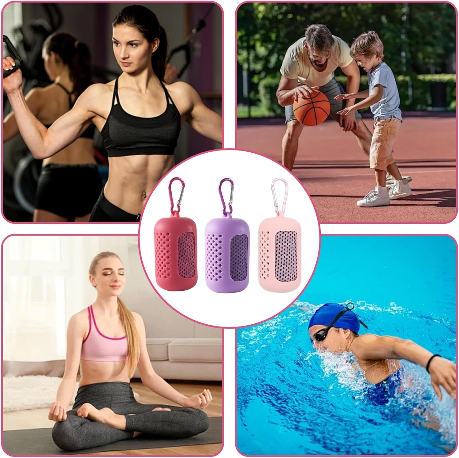 3-Pack Cooling Gym Towels – Soft Microfiber with Portable Silicone Storage Case