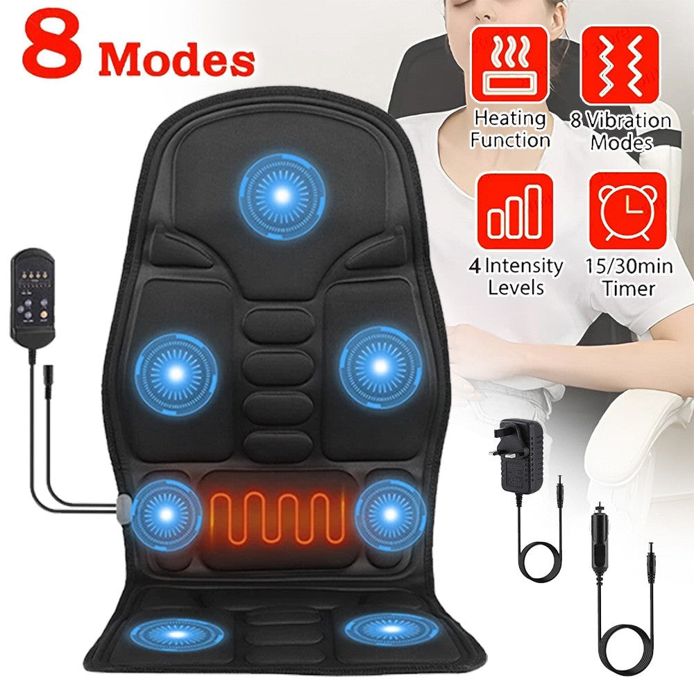 Full Back Massage Cushion with Heat – Car & Home Seat Massager Pad