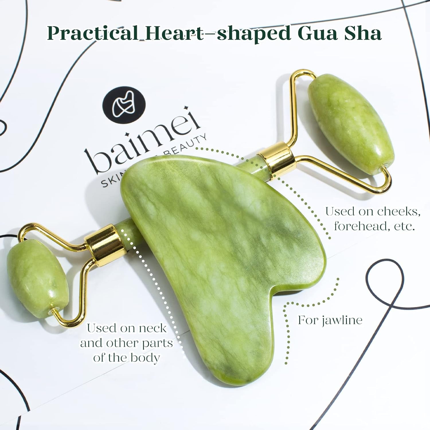 Gua Sha & Jade Roller Set – Face Sculpting, Puffiness Relief & Self-Care Massage Kit