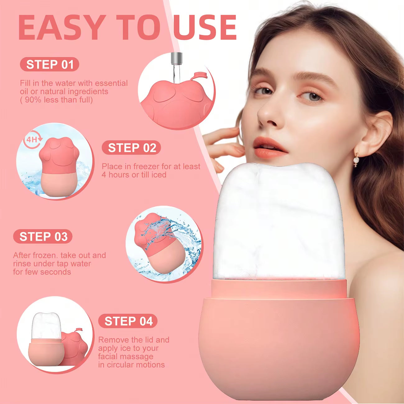 Silicone Ice Face Roller, Beauty Face Ice Roller,Ice Roller for Face, Eye and Neck