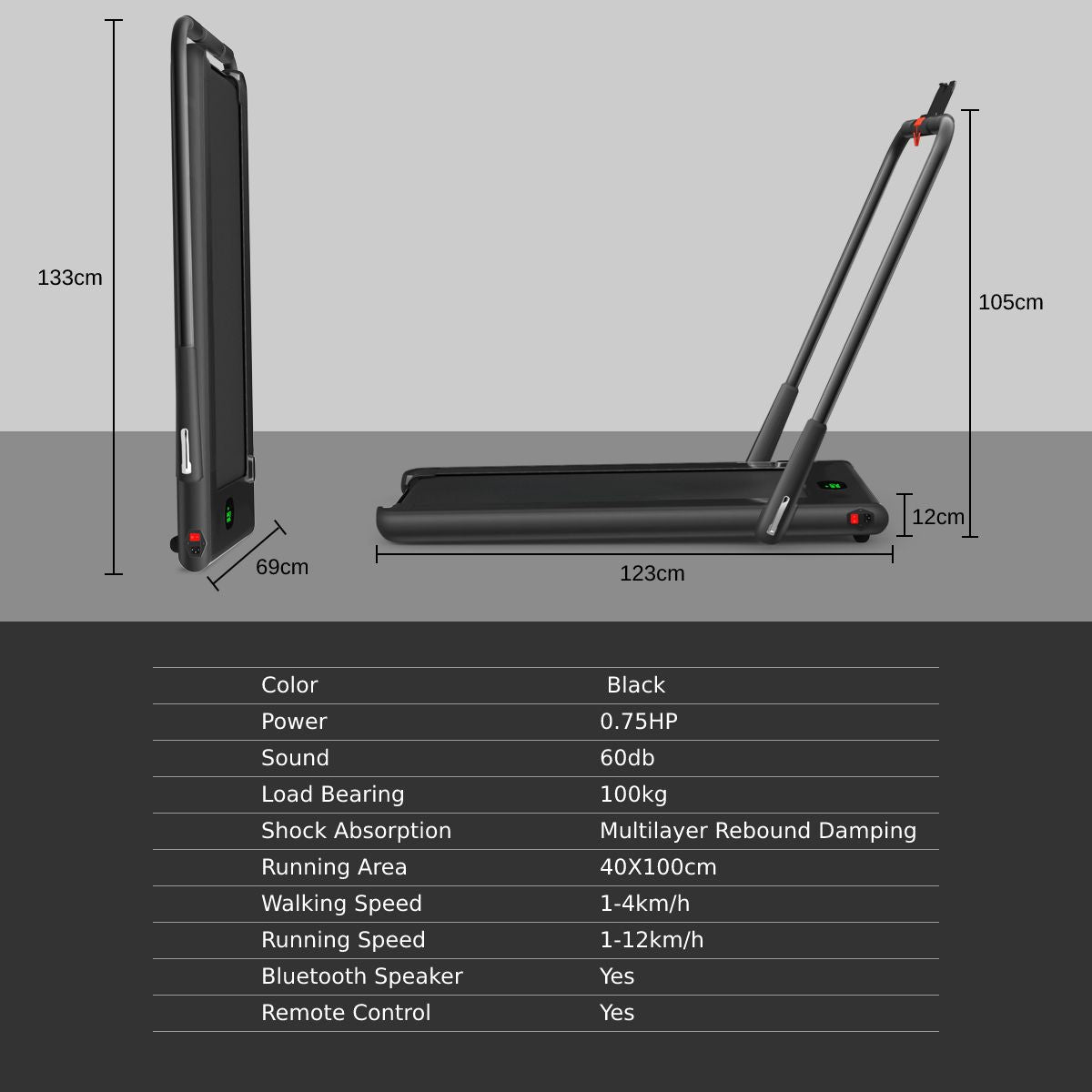 Foldable Electric Treadmill with LED Display & Bluetooth Speaker – Home Cardio Machine