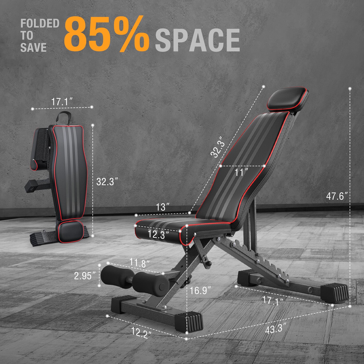 300KG Foldable Adjustable Dumbbell Bench – Heavy-Duty Home Gym Weight Bench (UK)