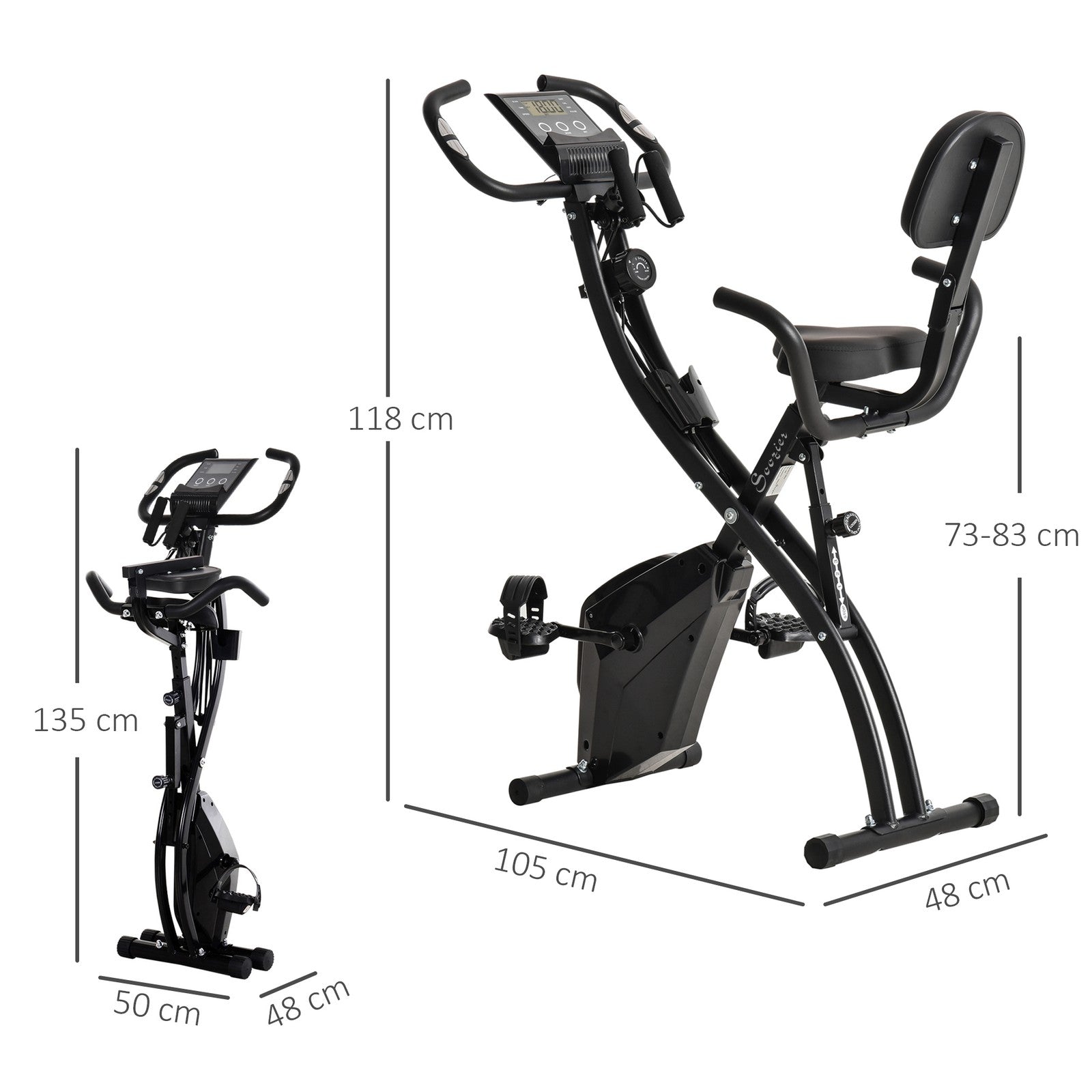 2-in-1 Folding Exercise Bike with Resistance Bands | Upright & Recumbent Cycling Machine for Home Gym