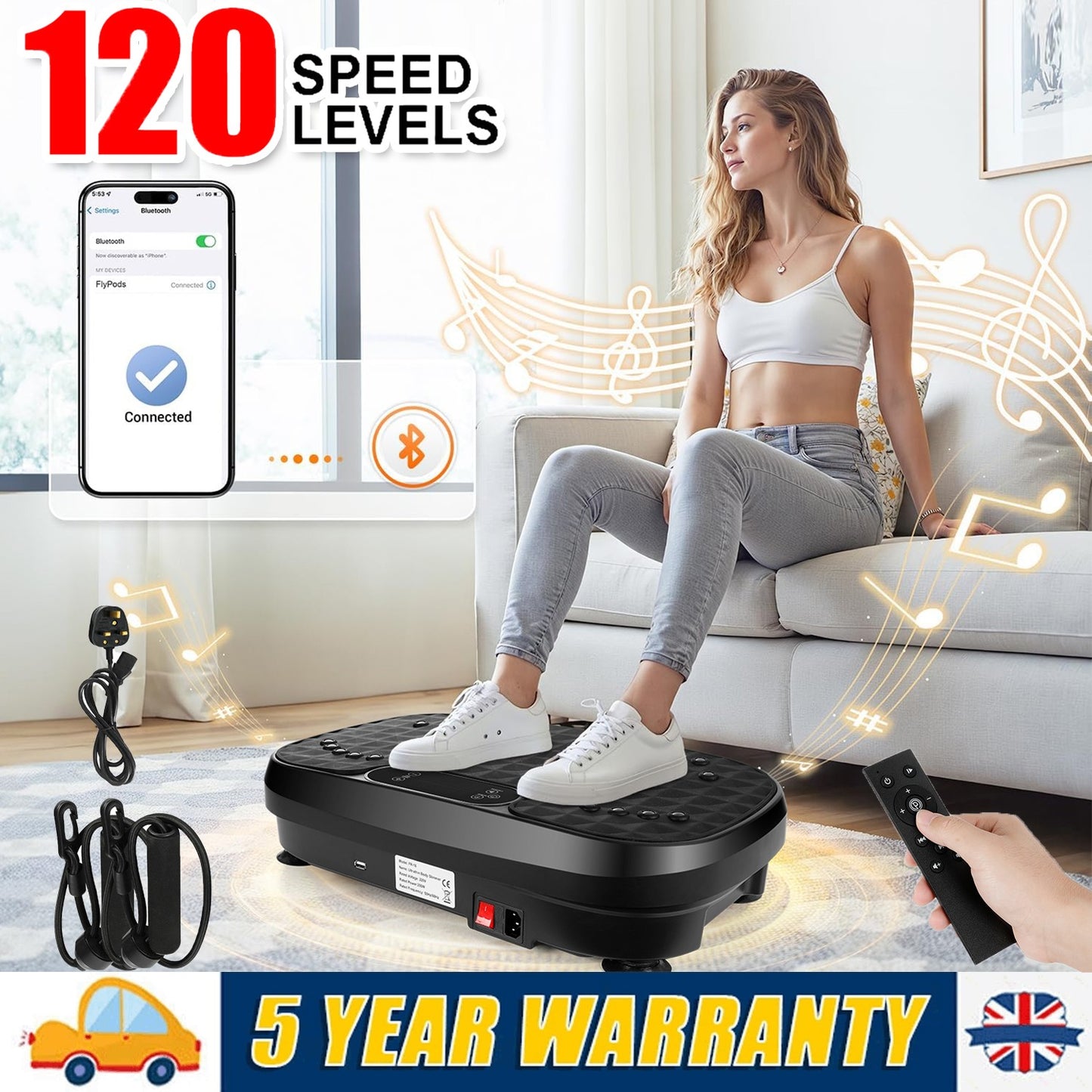 120 Levels Vibration Plate Quiet Compact Vibration Plate Exercise Machine Home