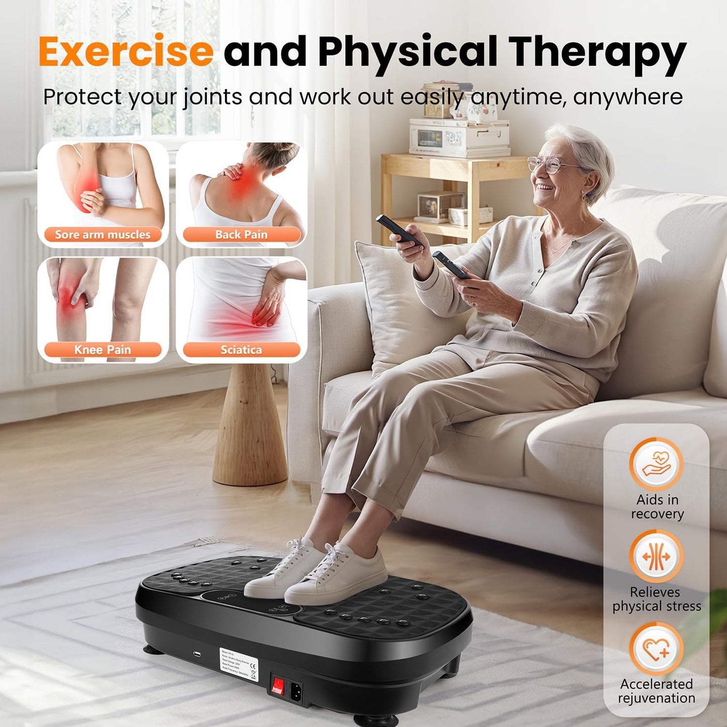 120 Levels Vibration Plate Quiet Compact Vibration Plate Exercise Machine Home