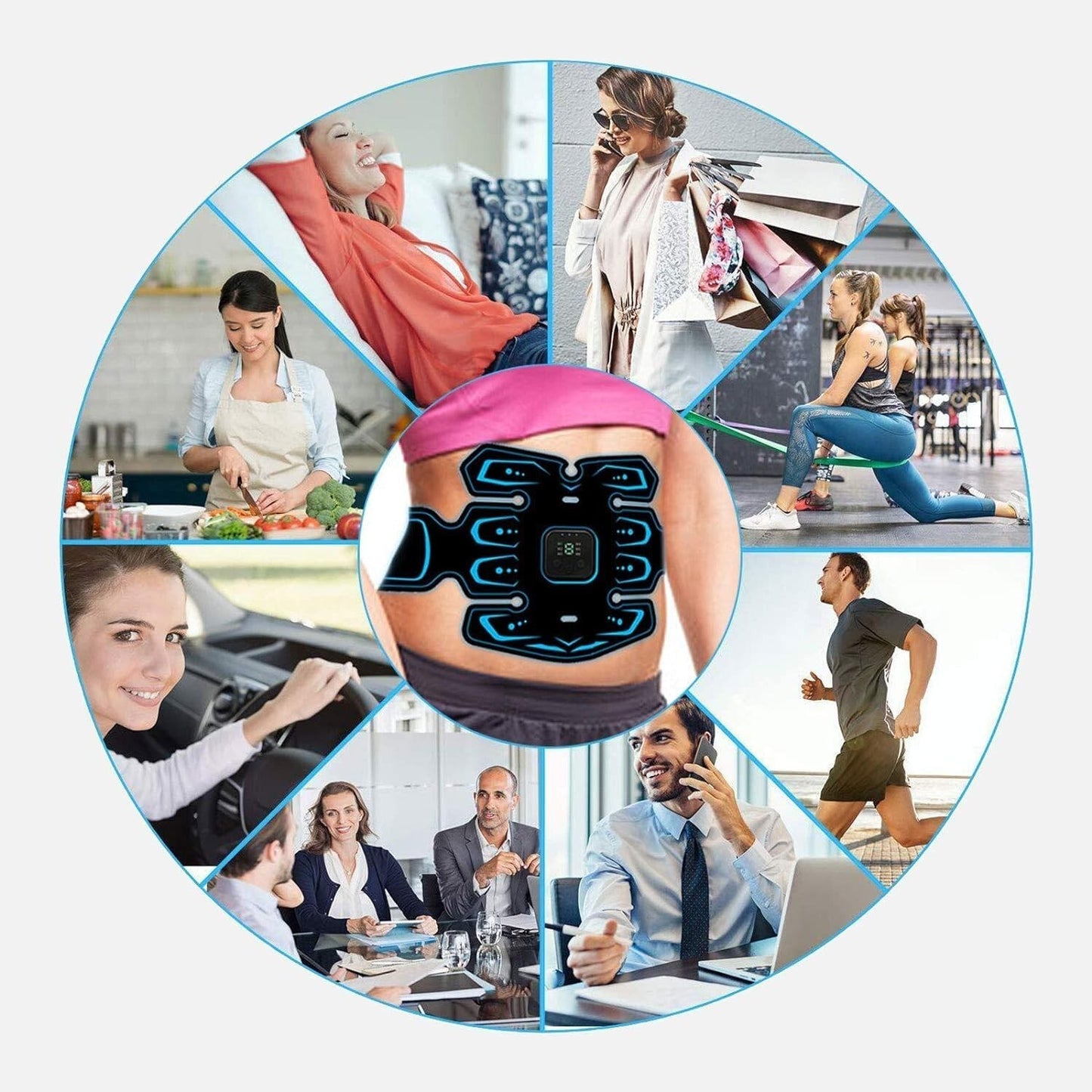 Rechargeable EMS Abdominal Muscle Stimulator ABS Trainer Toner Fitness Belt