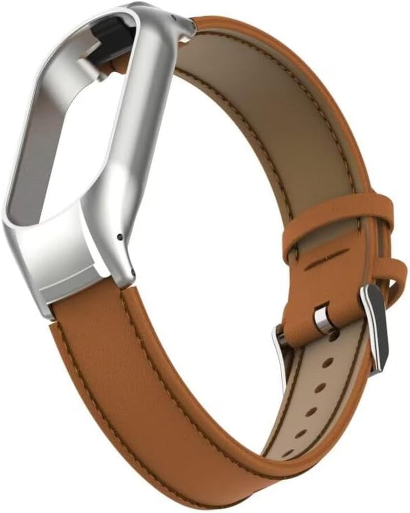 Compatible with Xiaomi Mi Band 7 Strap,Leather Replacement Band Wristband Accessories with Metal Frame for Xiaomi Mi Band 7 Smart Bracelet