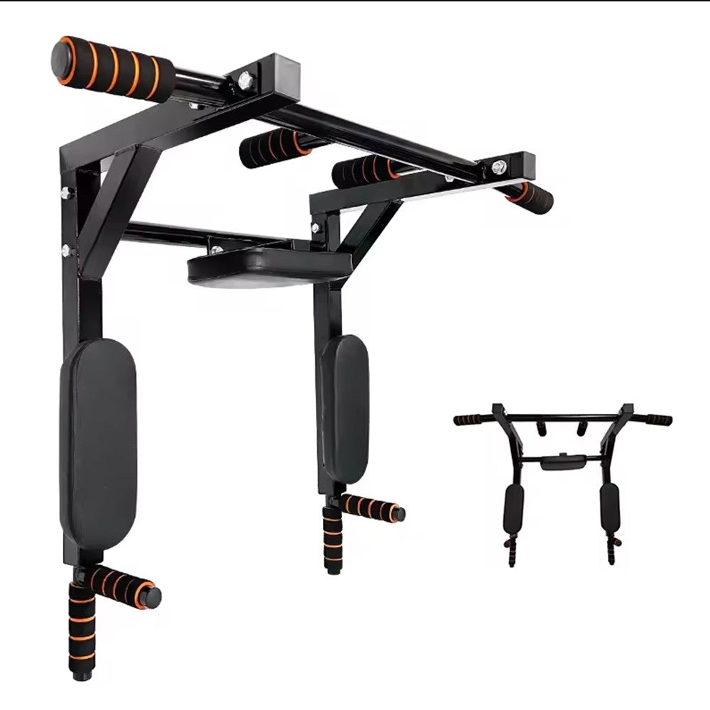 Heavy-Duty Wall Mounted Pull Up Bar & Dip Station – Multi-Gym Home Workout Tower