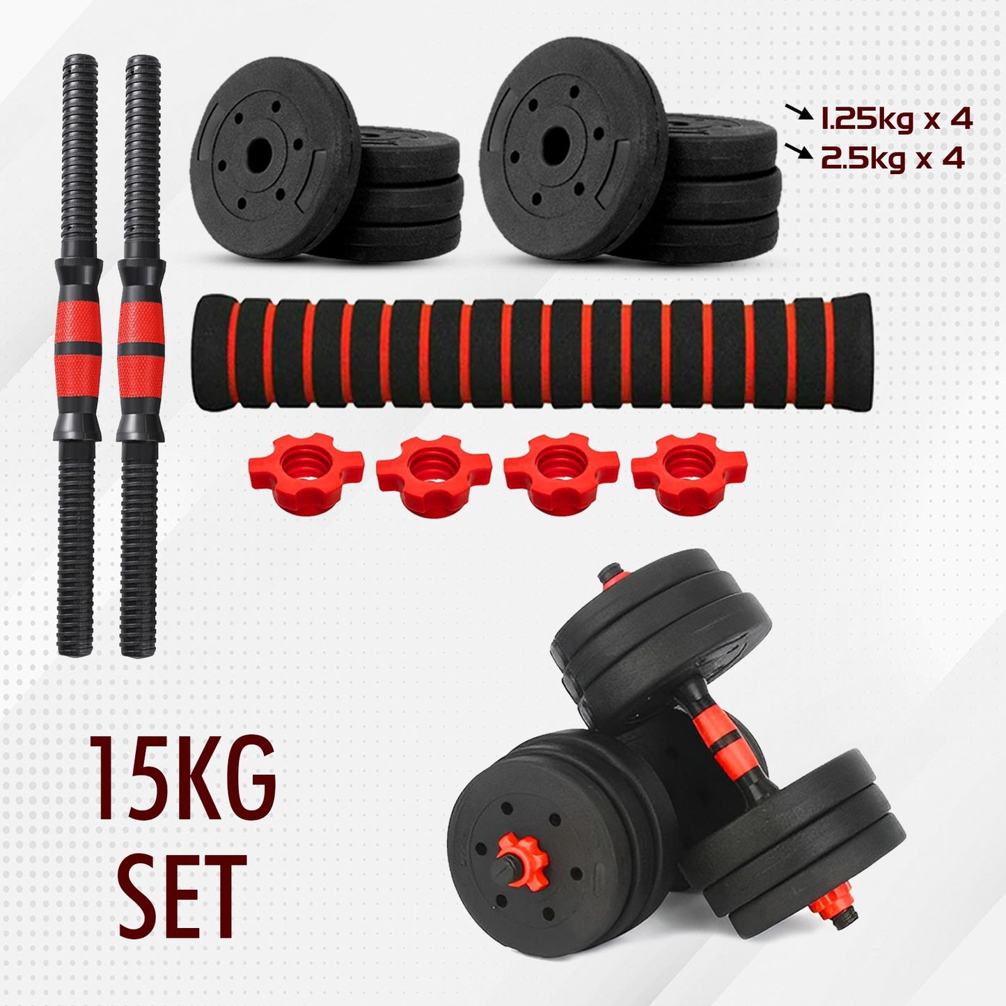 15/20/30/40 Kg Dumbbell Barbell Weight Set Pair Hand Weights Gym Fitness Workout
