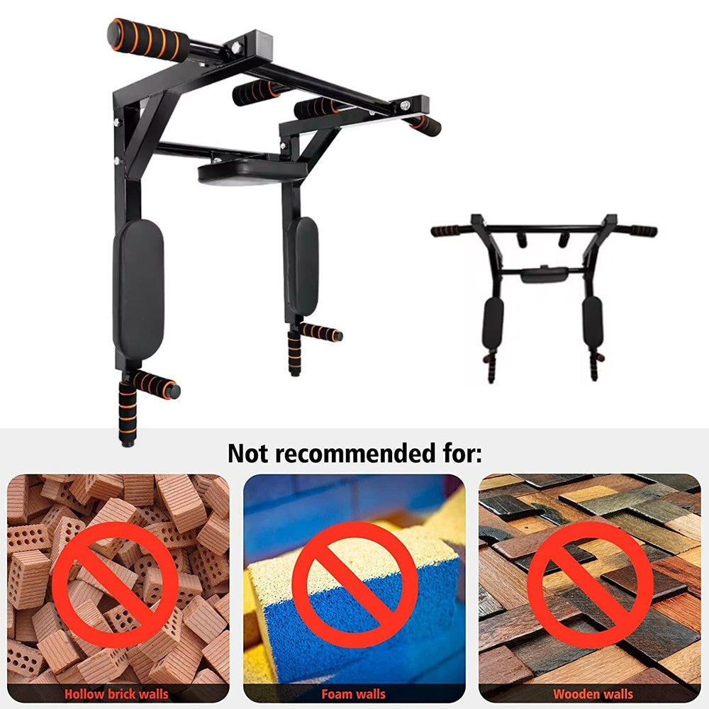 Heavy-Duty Wall Mounted Pull Up Bar & Dip Station – Multi-Gym Home Workout Tower