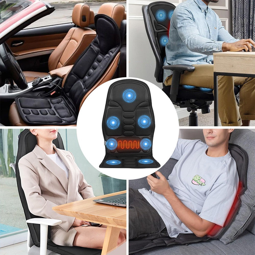 Full Back Massage Cushion with Heat – Car & Home Seat Massager Pad