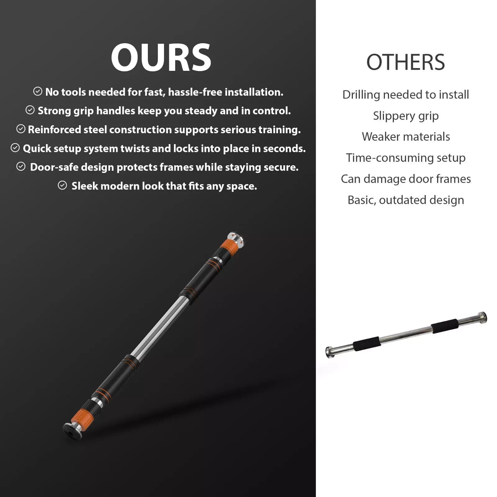 DOOR HOME EXERCISE WORKOUT TRAINING GYM BAR CHIN up SIZE ADJUSTABLE FITNESS PULL