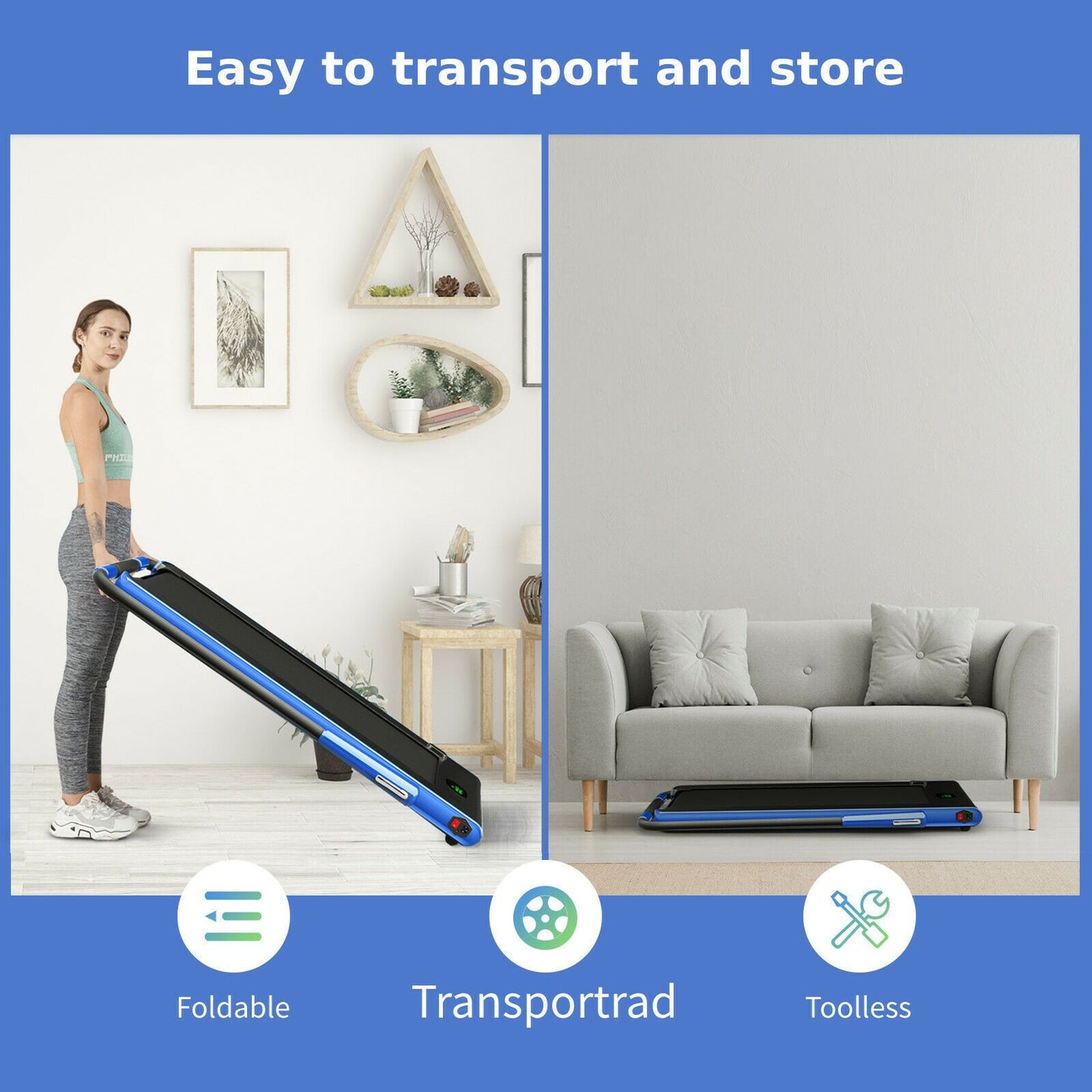 Foldable Electric Treadmill with LED Display & Bluetooth Speaker – Home Cardio Machine