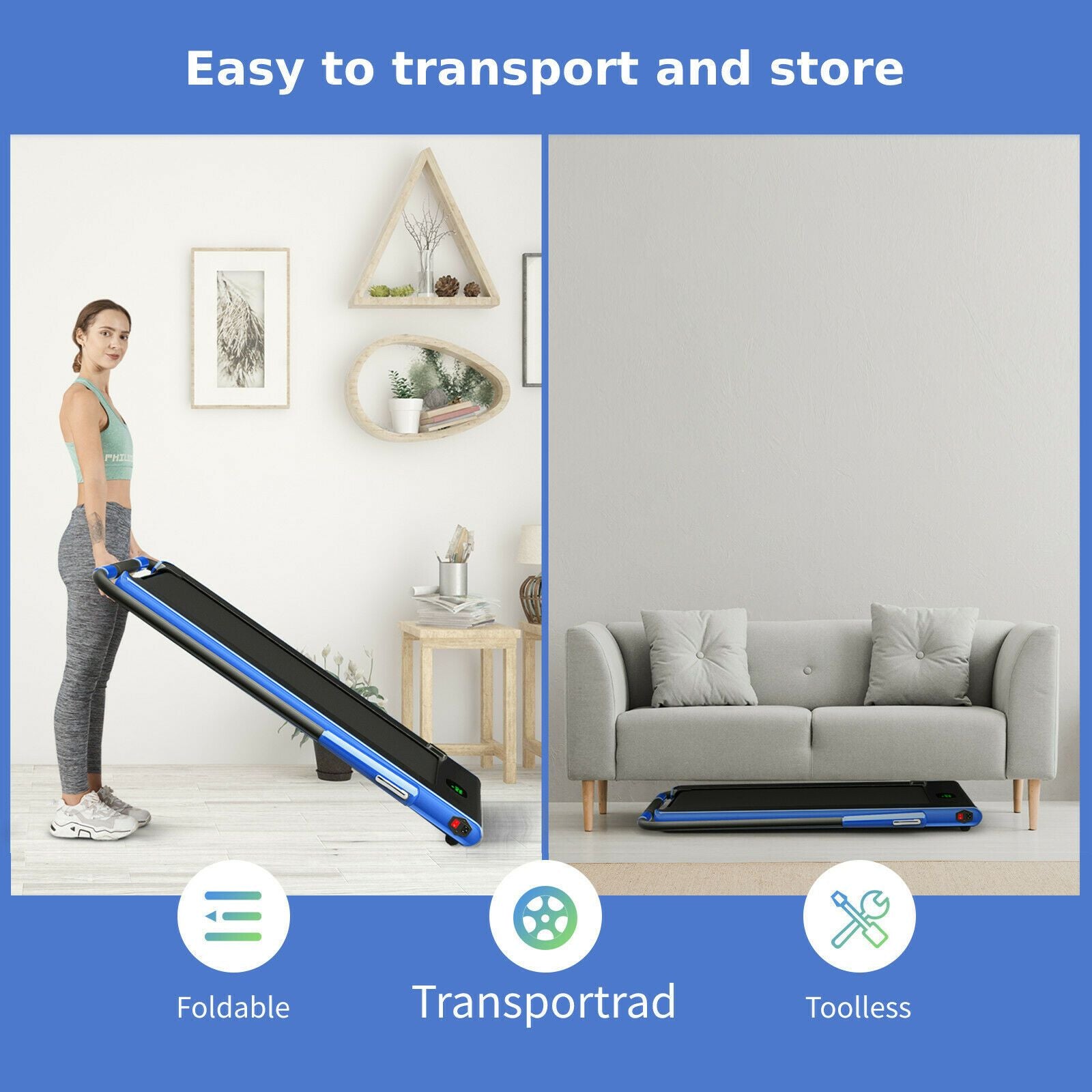 Foldable Electric Treadmill with LED Display & Bluetooth Speaker – Home Cardio Machine