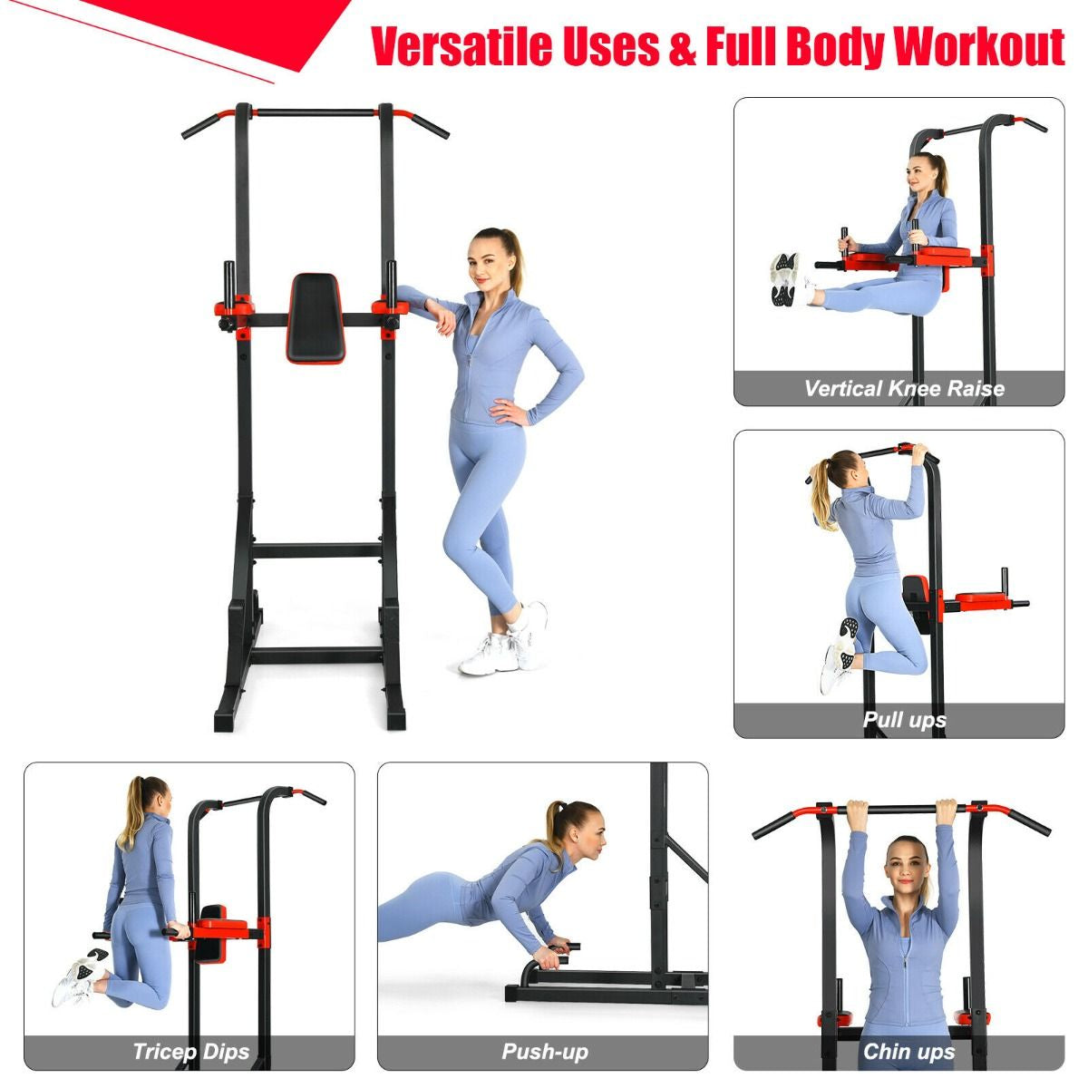 Multi-Function Power Tower Dip Station for Full-Body Strength Training