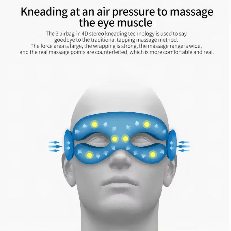 Folding Eye Massager Eye Mask with Heat and Bluetooth Music Airbag Eye Care Device Gift for Eye Strain Dry Eye Improve Sleep