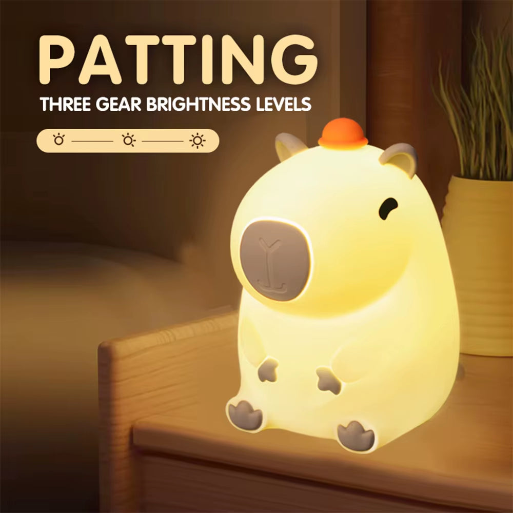 Cute Silicone Capybara Night Light Children'S Nightlight Gift USB Rechargeable Animal Touch Bedside Sleep Lamp Decoration