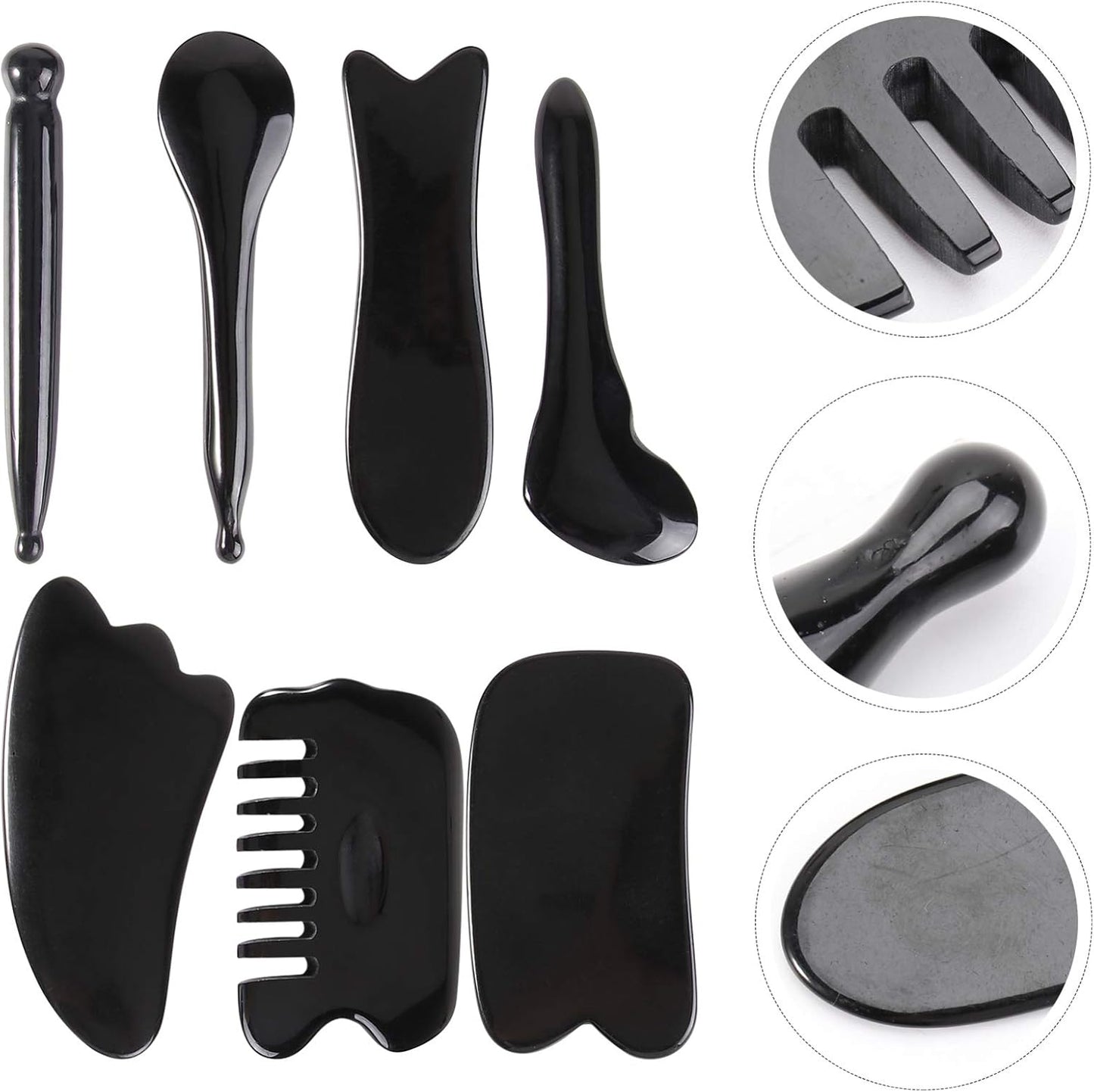 1Set Beeswax Set Practical Scraping Tools for Facial Circulation Anti-Aging Muscle Relief Smooth Design for Skincare and Wellness Black