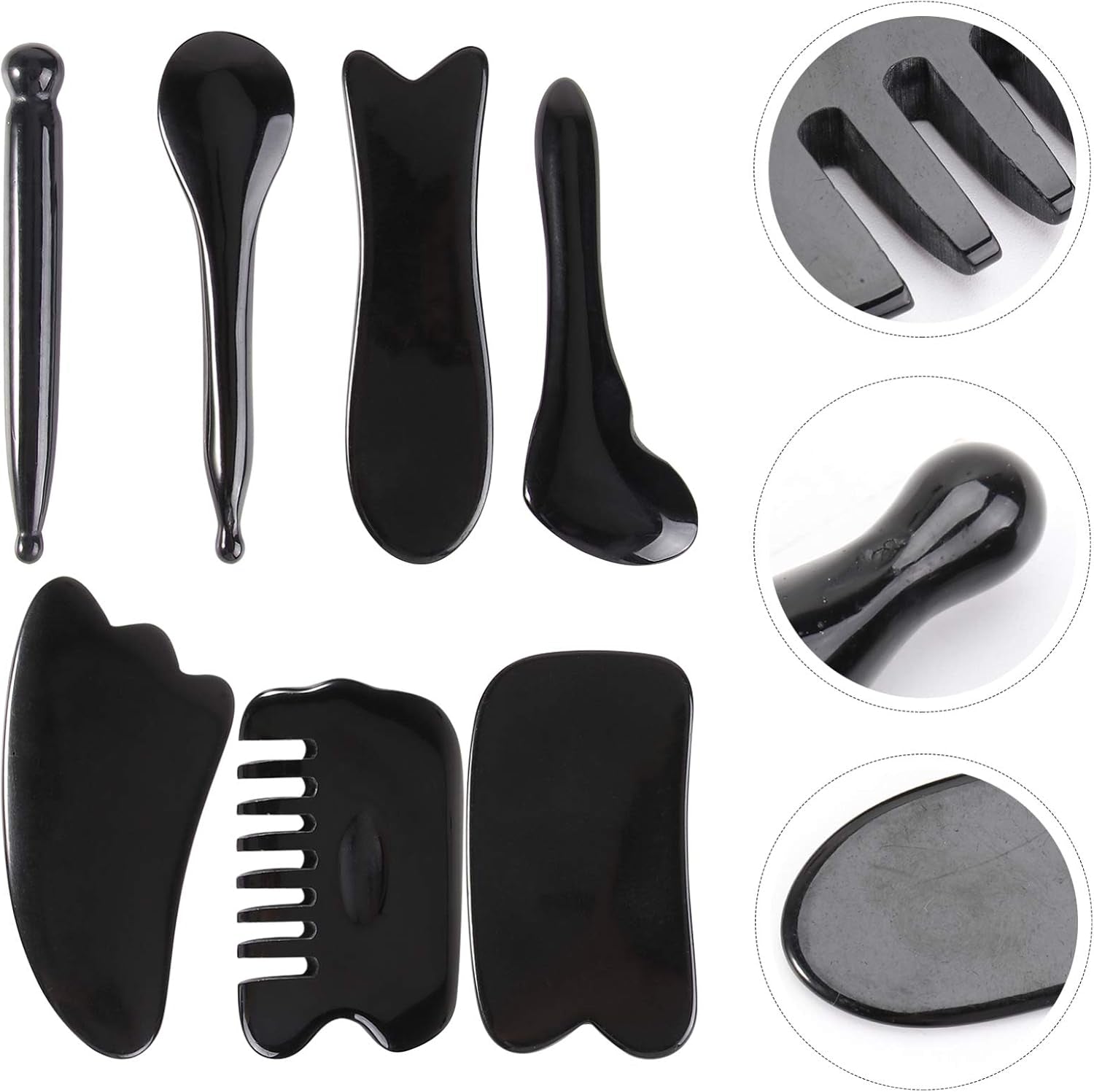 1Set Beeswax Set Practical Scraping Tools for Facial Circulation Anti-Aging Muscle Relief Smooth Design for Skincare and Wellness Black