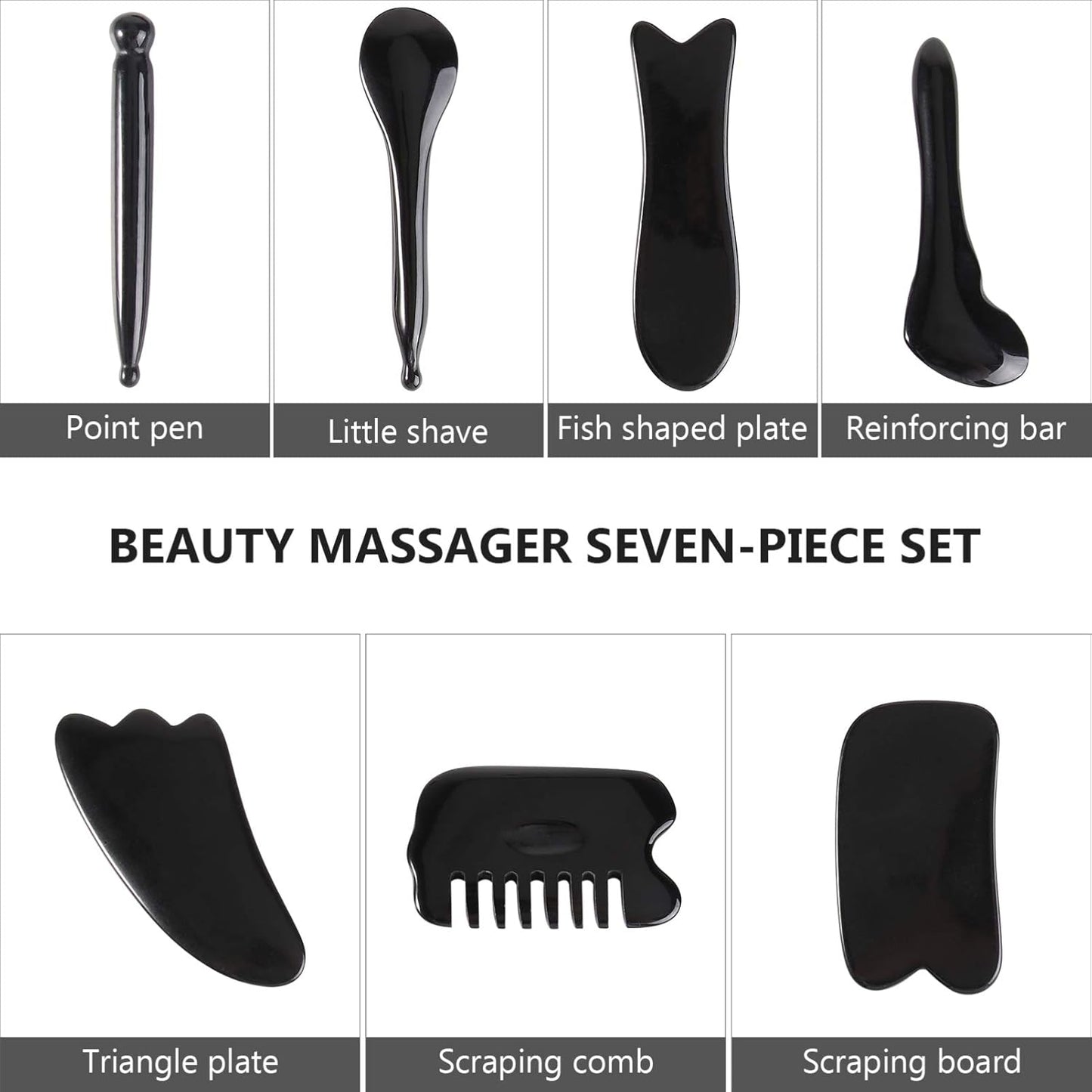 1Set Beeswax Set Practical Scraping Tools for Facial Circulation Anti-Aging Muscle Relief Smooth Design for Skincare and Wellness Black