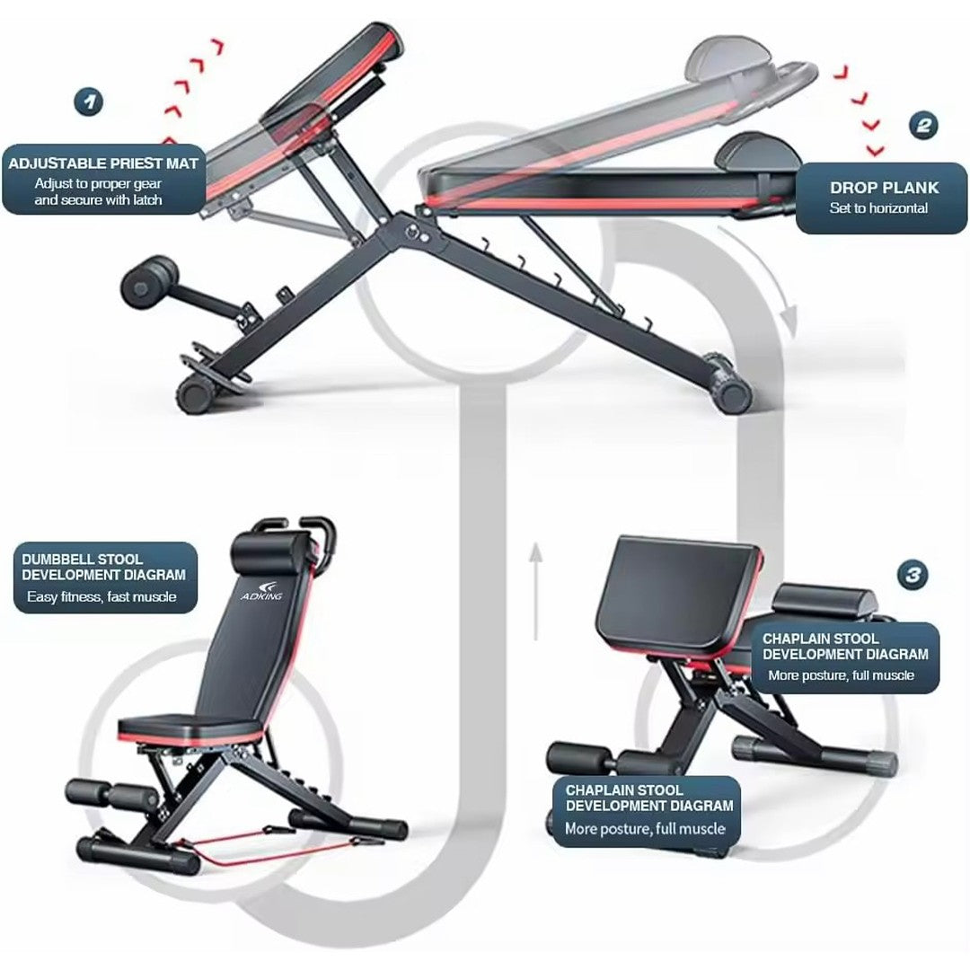Weight Bench Adjustable Foldable Strength Training Full Body Workout Incline Gym