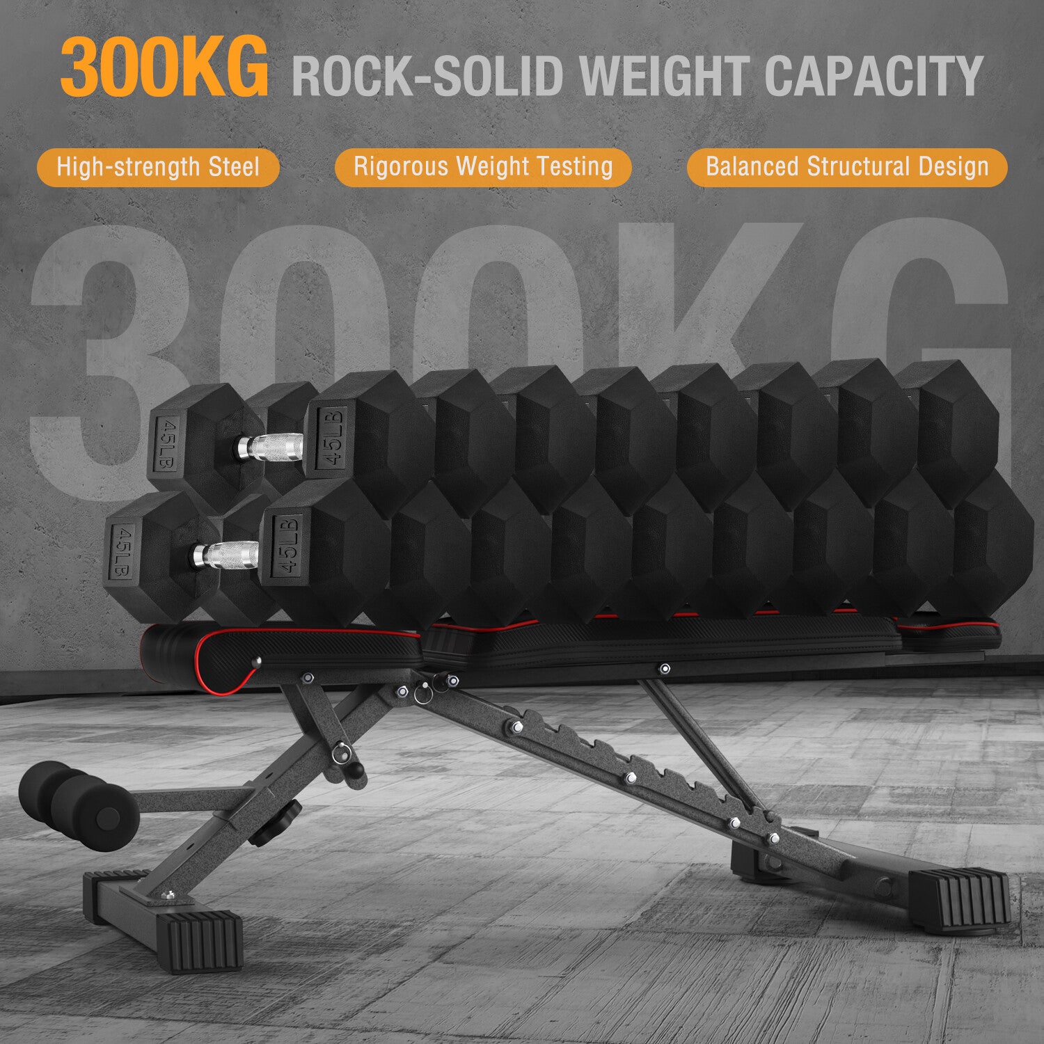 300KG Foldable Adjustable Dumbbell Bench – Heavy-Duty Home Gym Weight Bench (UK)