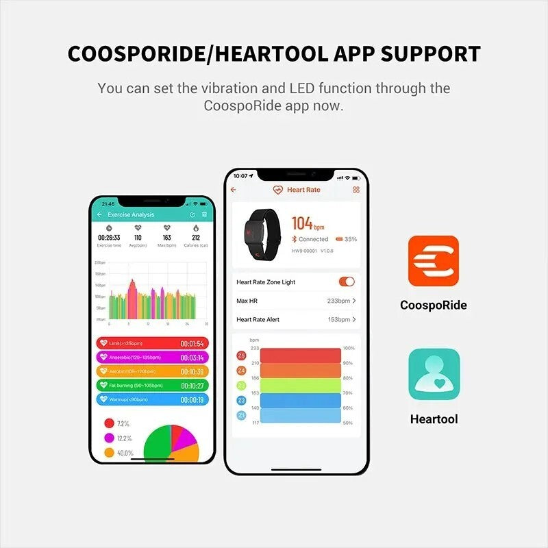 COOSPO HW9 Heart Rate Armband – HR Zones, Calorie Tracking, Bluetooth